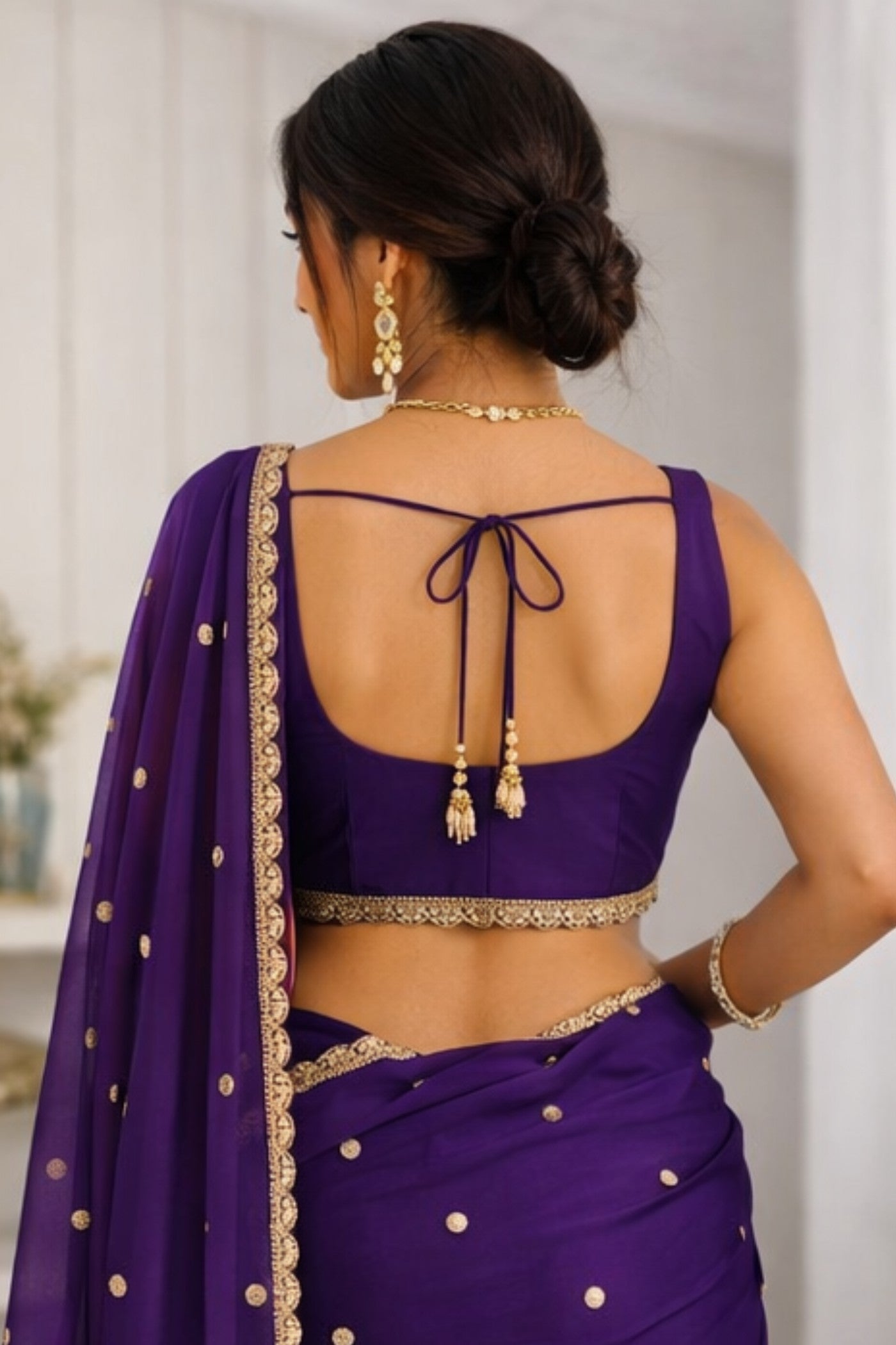 Buy MySilkLove Disco Purple Georgette Partywear Saree Online