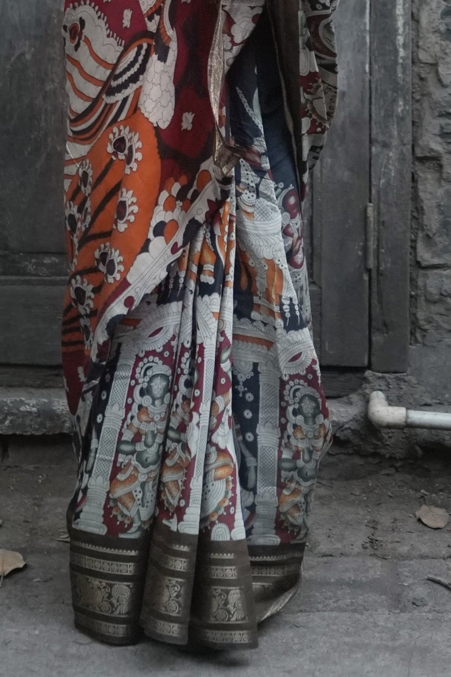 Buy MySilkLove Spray Black Printed Cotton Saree Online