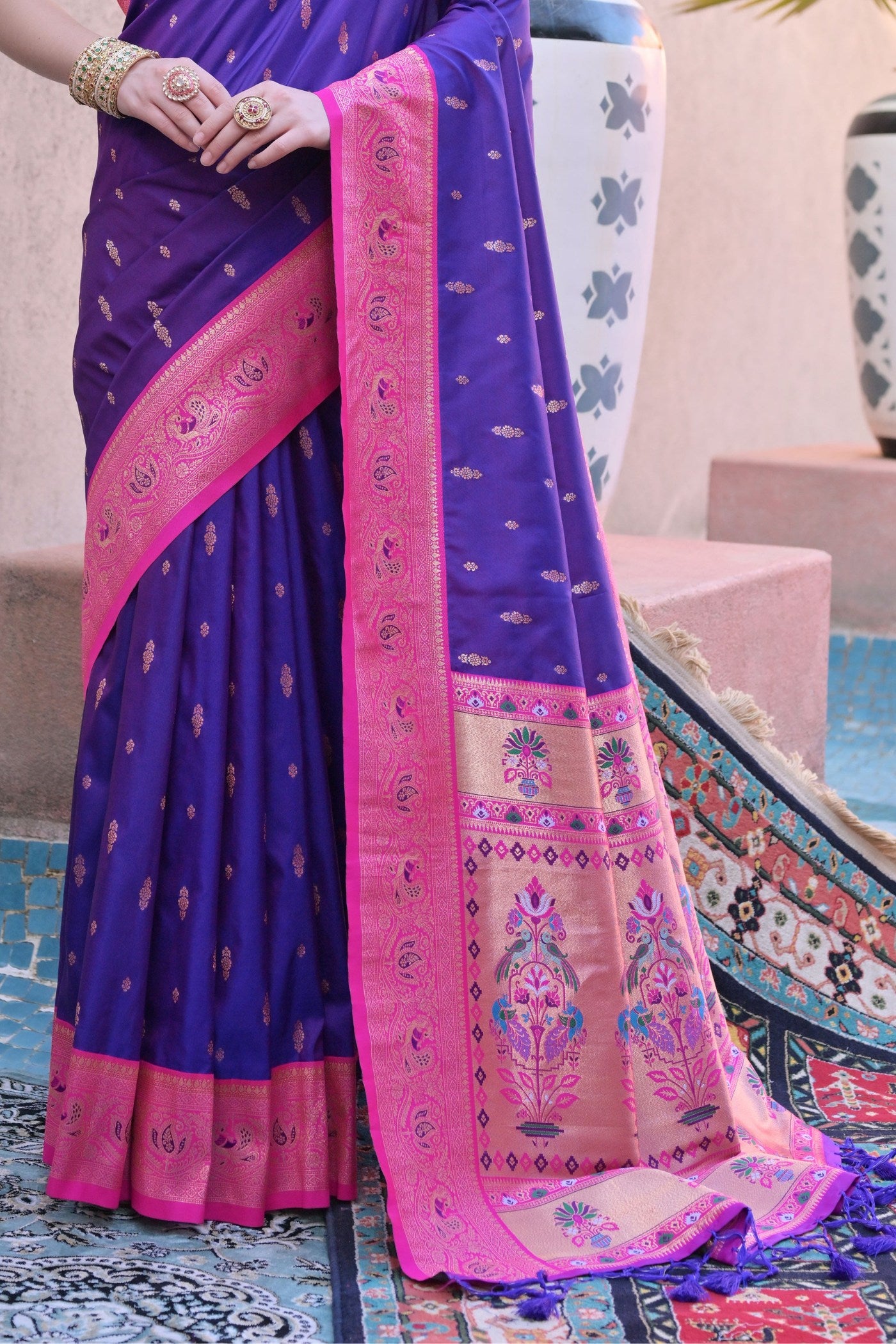 Buy MySilkLove Grape Purple Zari Woven Paithani Saree Online