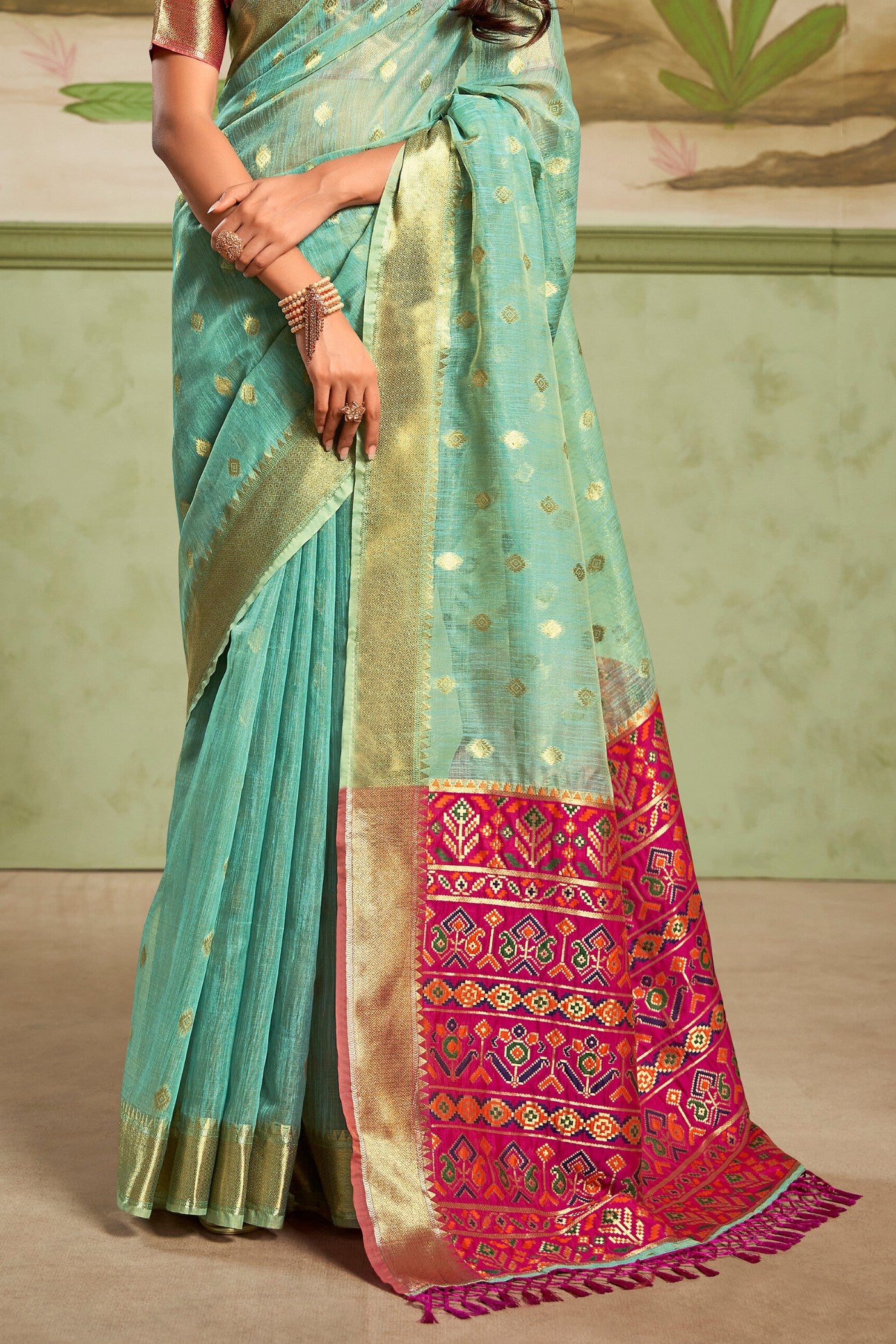 Buy MySilkLove Hint Of Blue Banarasi Tissue Silk Saree Online