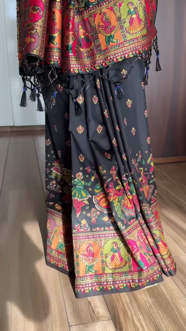 Buy MySilkLove Midnight Black Kashmiri Handloom Weaving Saree Online