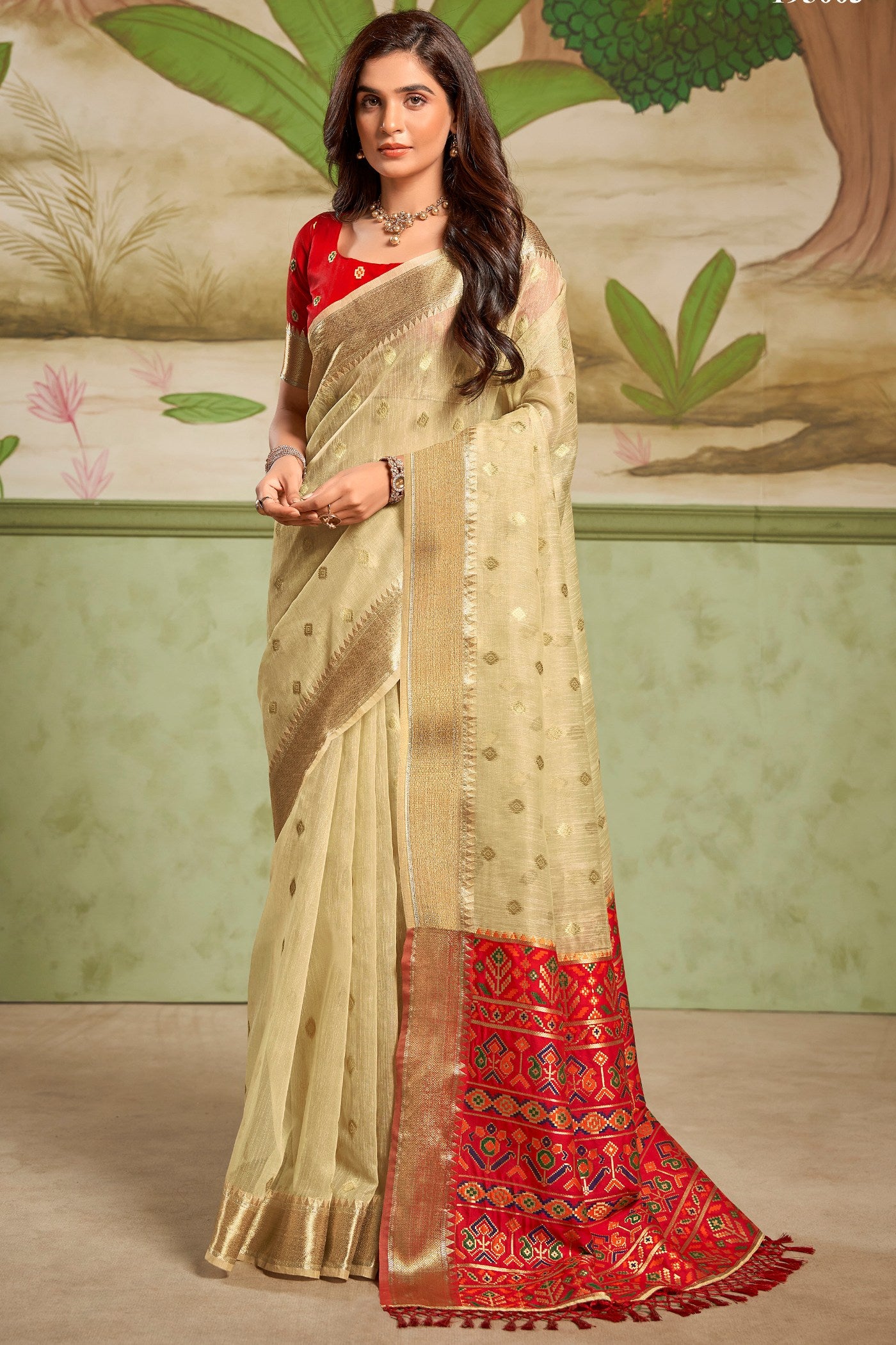 Buy MySilkLove Tumbleweed Cream Banarasi Tissue Silk Saree Online