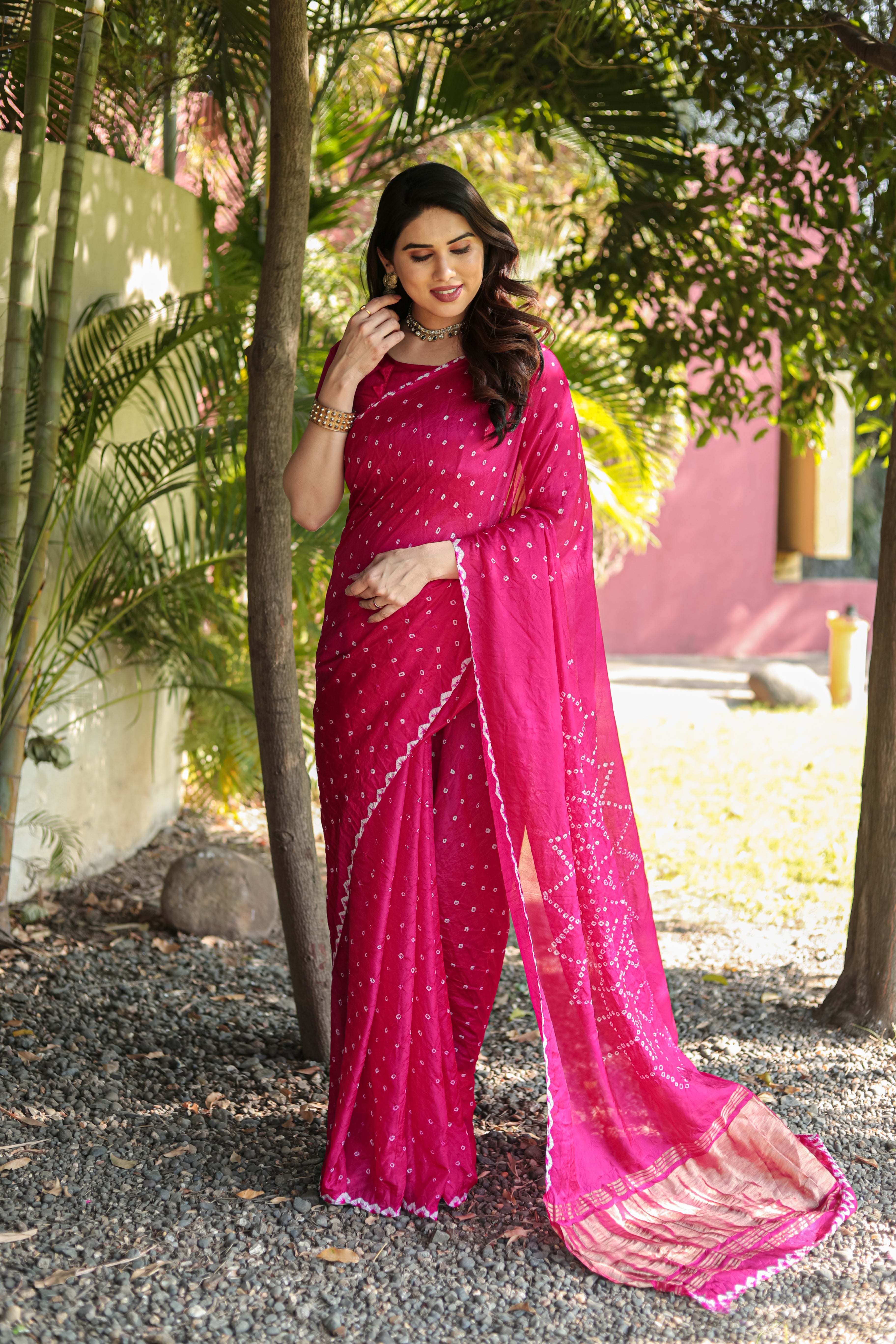 Buy MySilkLove Mystic Pearl Pink Designer Bandhani Printed Saree Online