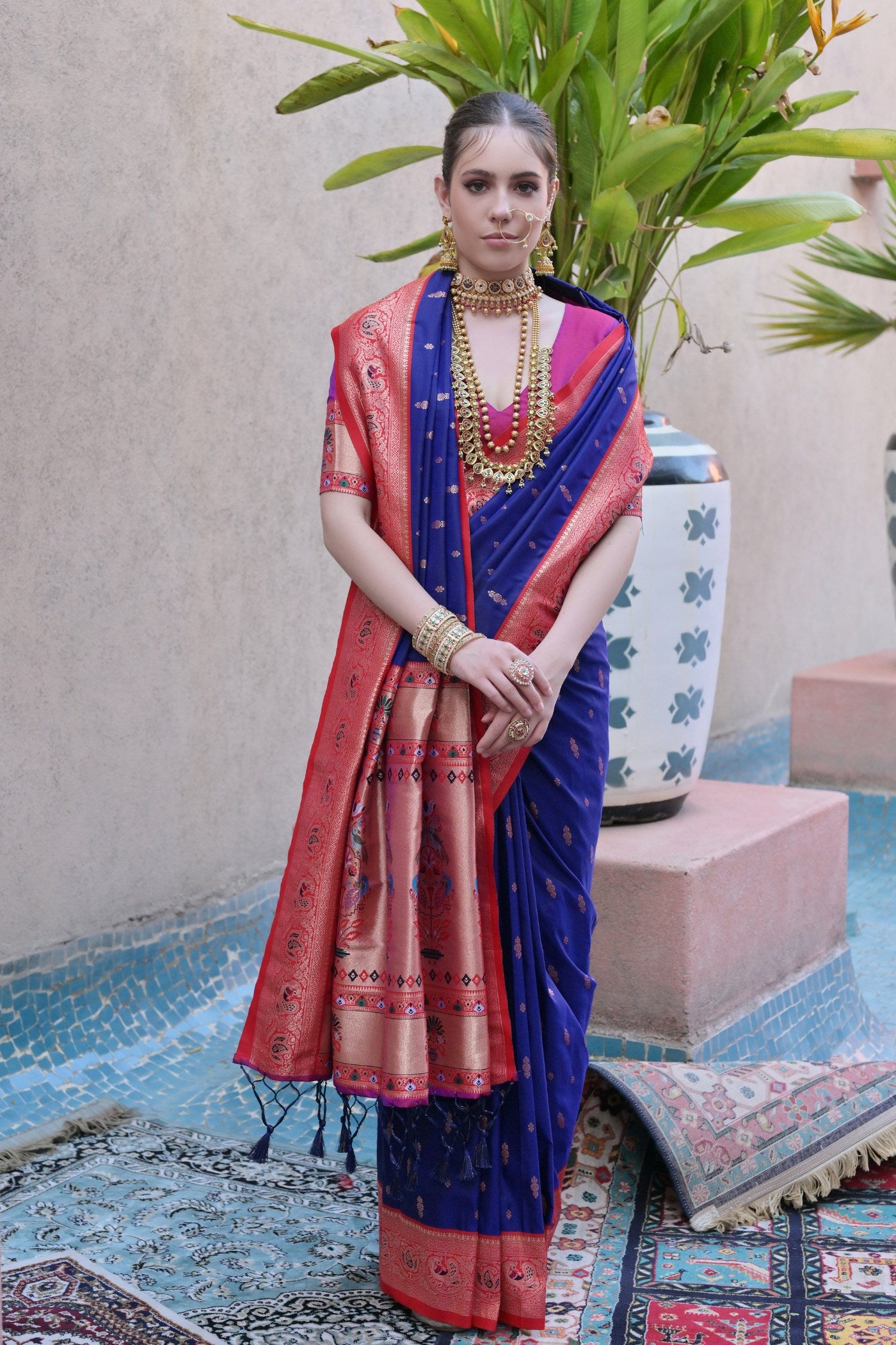 MySilkLove Admiral Blue Zari Woven Paithani Saree