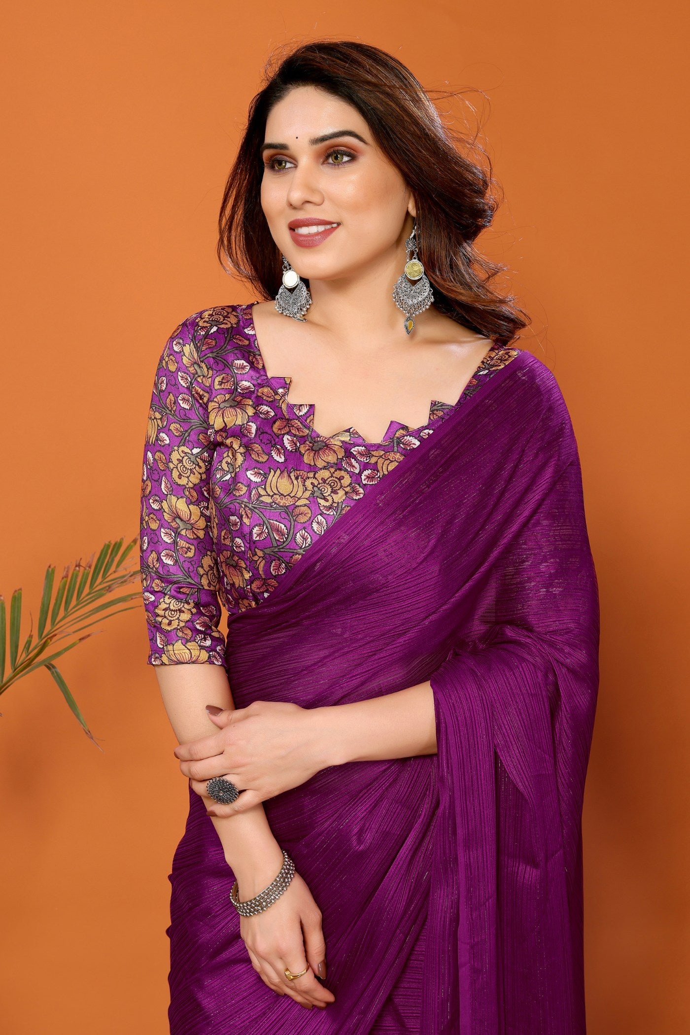 Buy MySilkLove Sangria Purple Solid Plain Saree Online