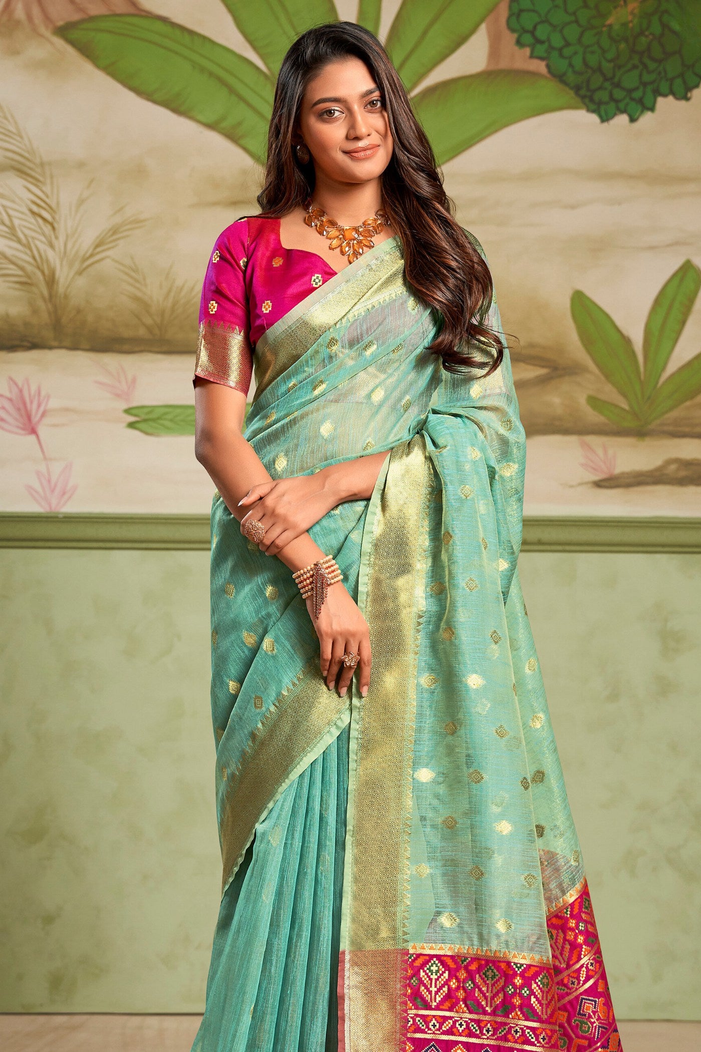 Buy MySilkLove Hint Of Blue Banarasi Tissue Silk Saree Online