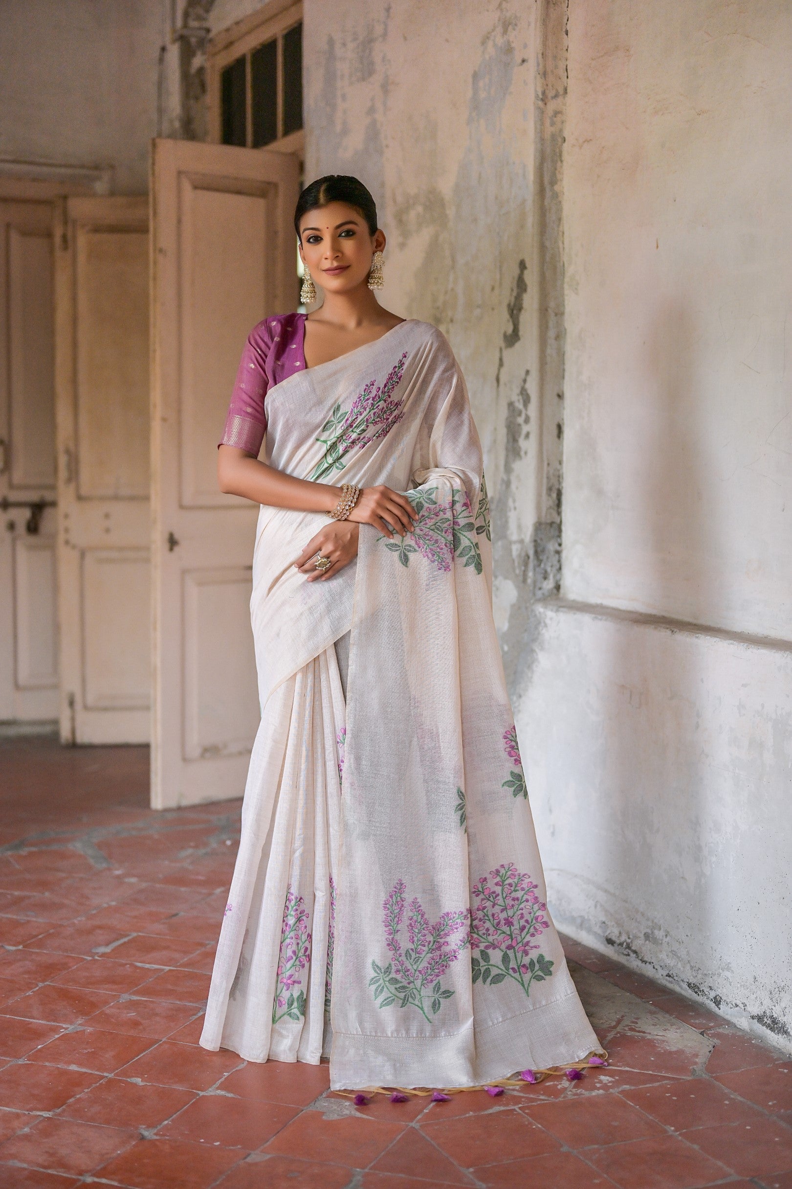 Buy MySilkLove Whisper White Muga Cotton Woven Saree Online