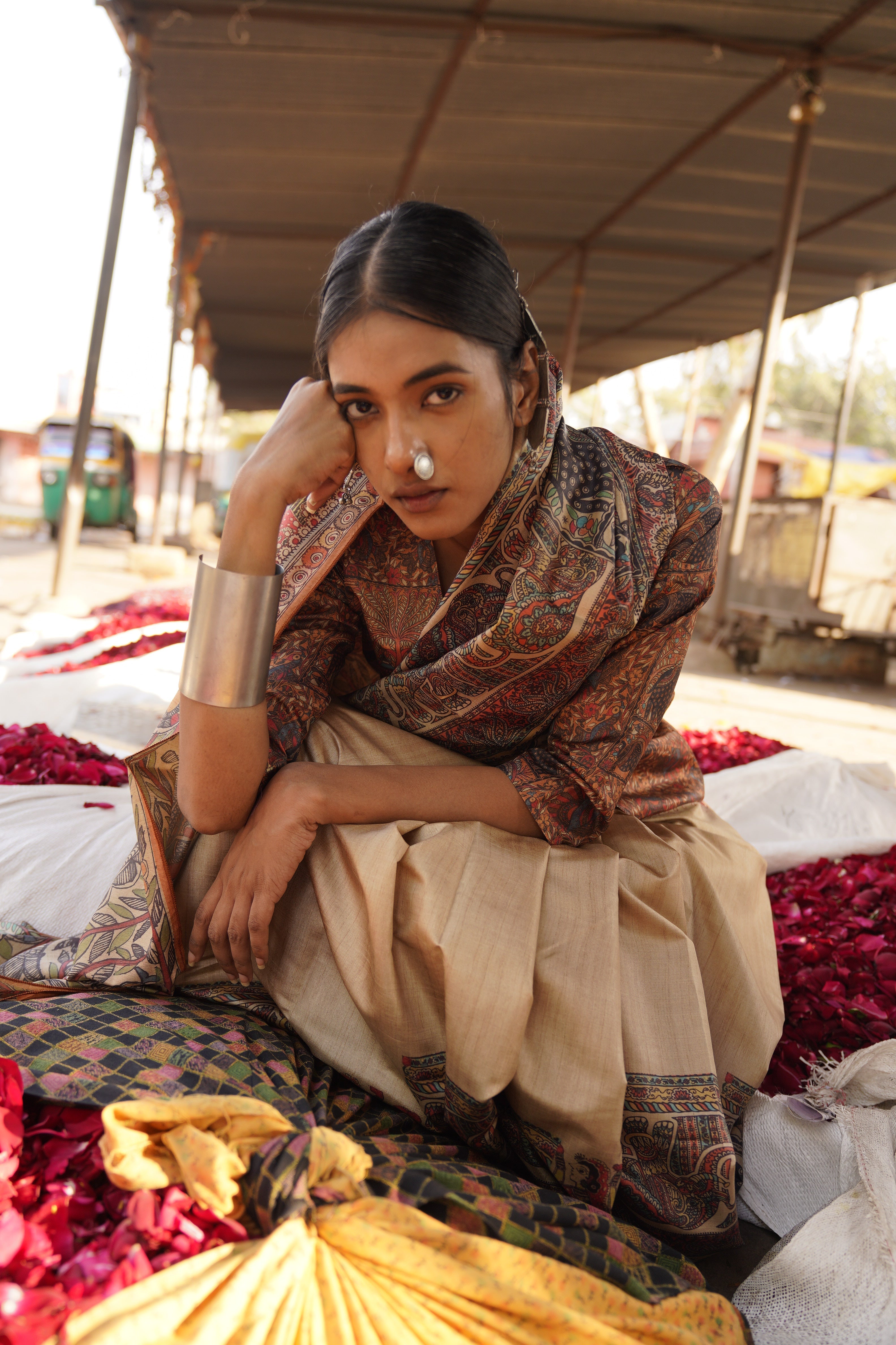 Buy MySilkLove Cedar Chest Orange Madhubani Work Digital Printed Saree Online