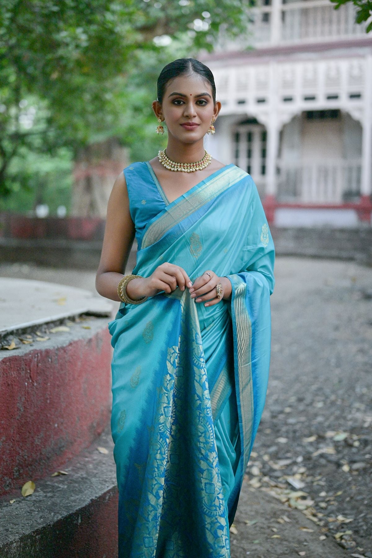 Buy MySilkLove Ocean Blue Banarasi Soft Silk Saree Online