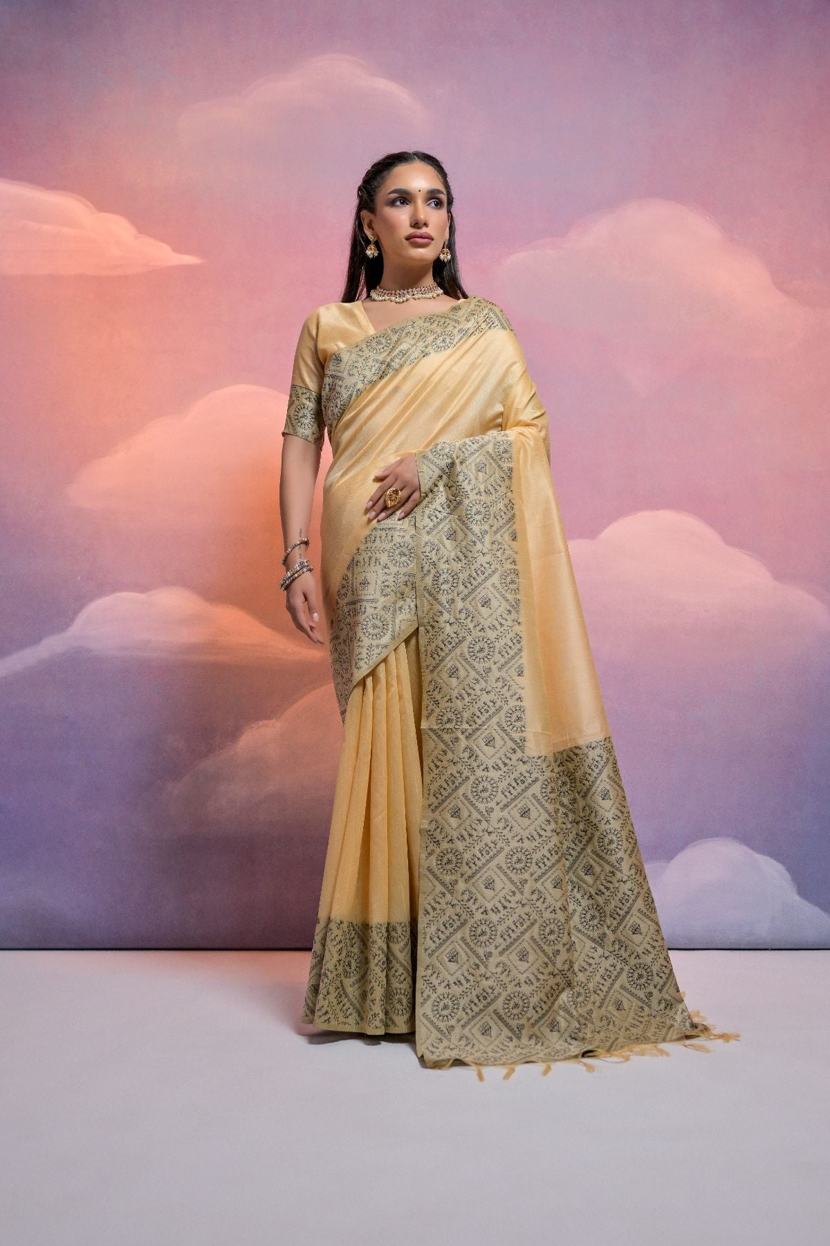 Buy MySilkLove Maize Golden Banarasi Raw Silk Saree Online