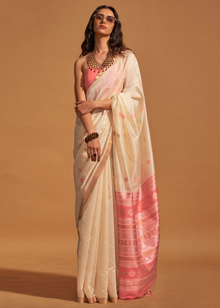 Buy MySilkLove Cashmere Cream Handloom Banarasi Silk Saree Online