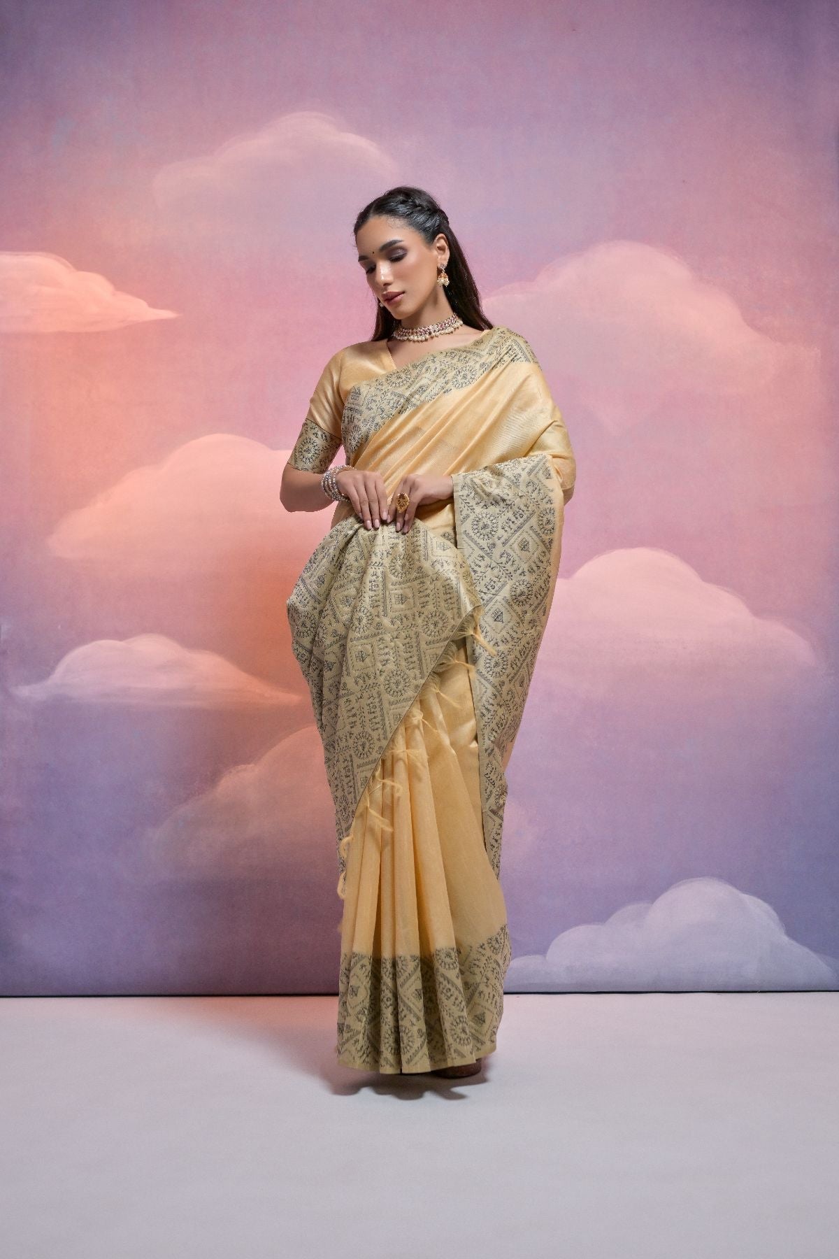 Buy MySilkLove Maize Golden Banarasi Raw Silk Saree Online