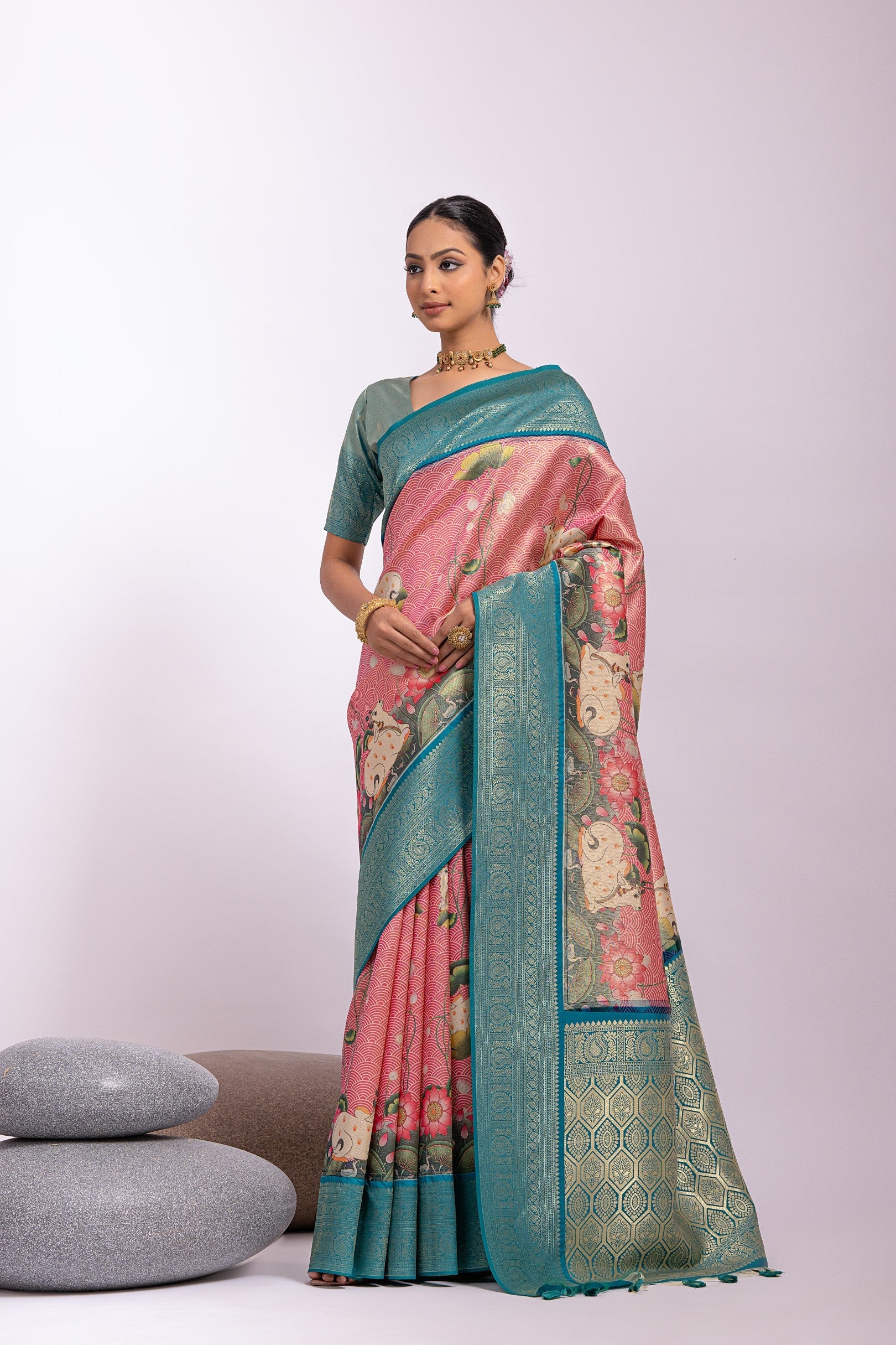 MySilkLove New York Pink Woven Tissue Silk Saree