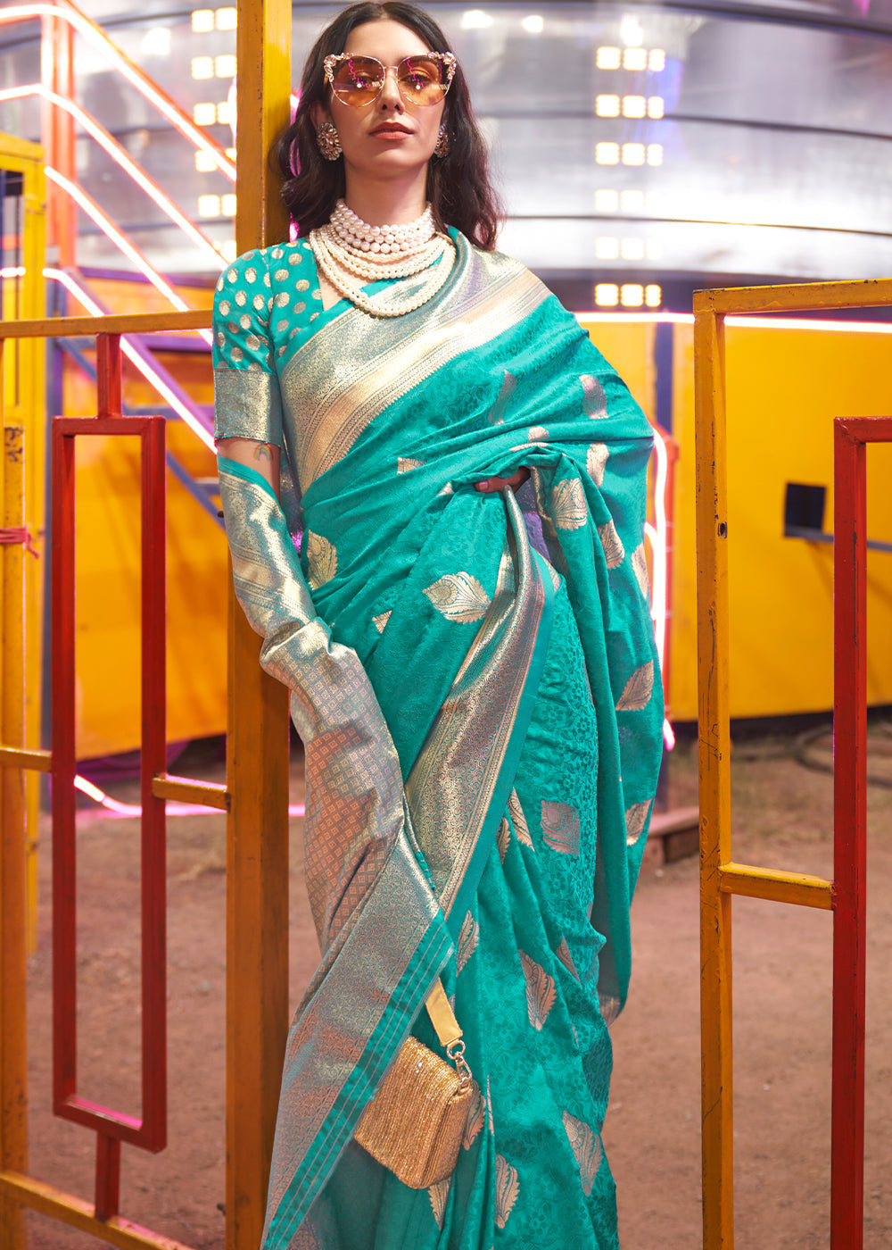 Buy MySilkLove Genoa Blue Banarasi Handloom Silk Saree Online