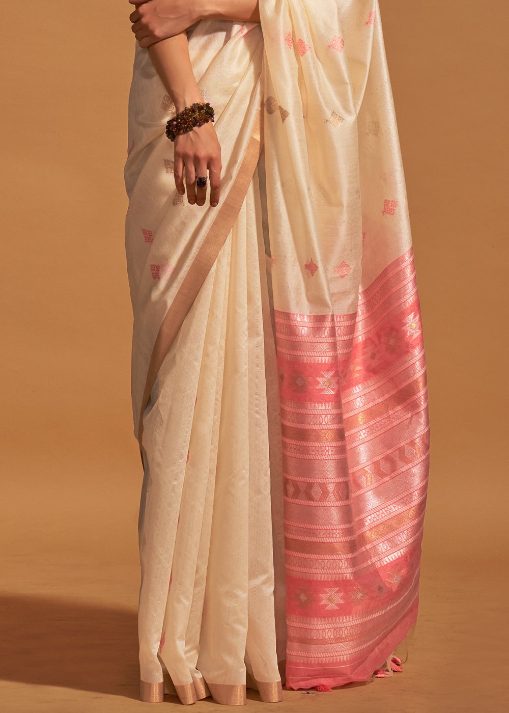 Buy MySilkLove Cashmere Cream Handloom Banarasi Silk Saree Online