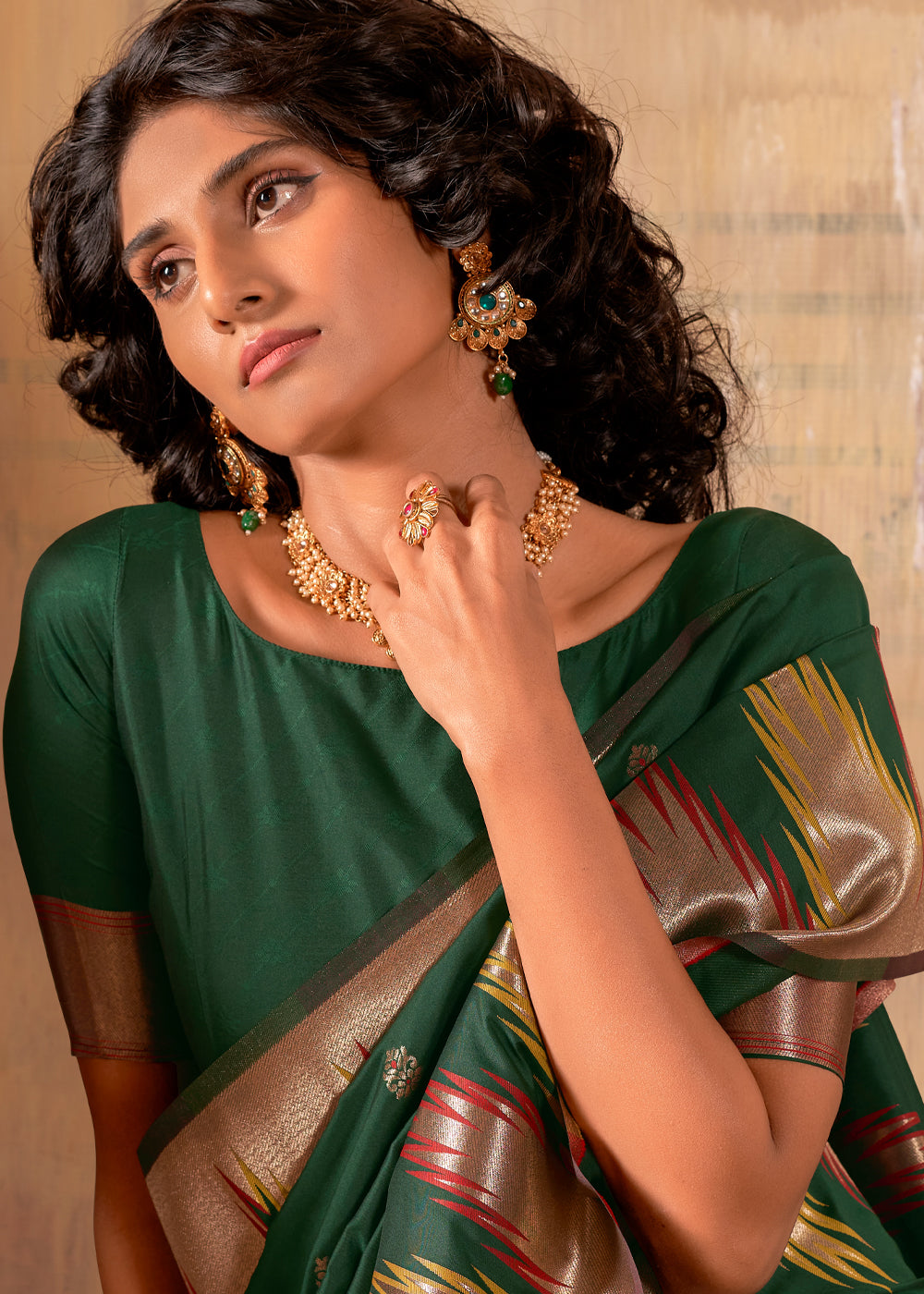 Buy MySilkLove Everglade Green Woven Banarasi Saree Online