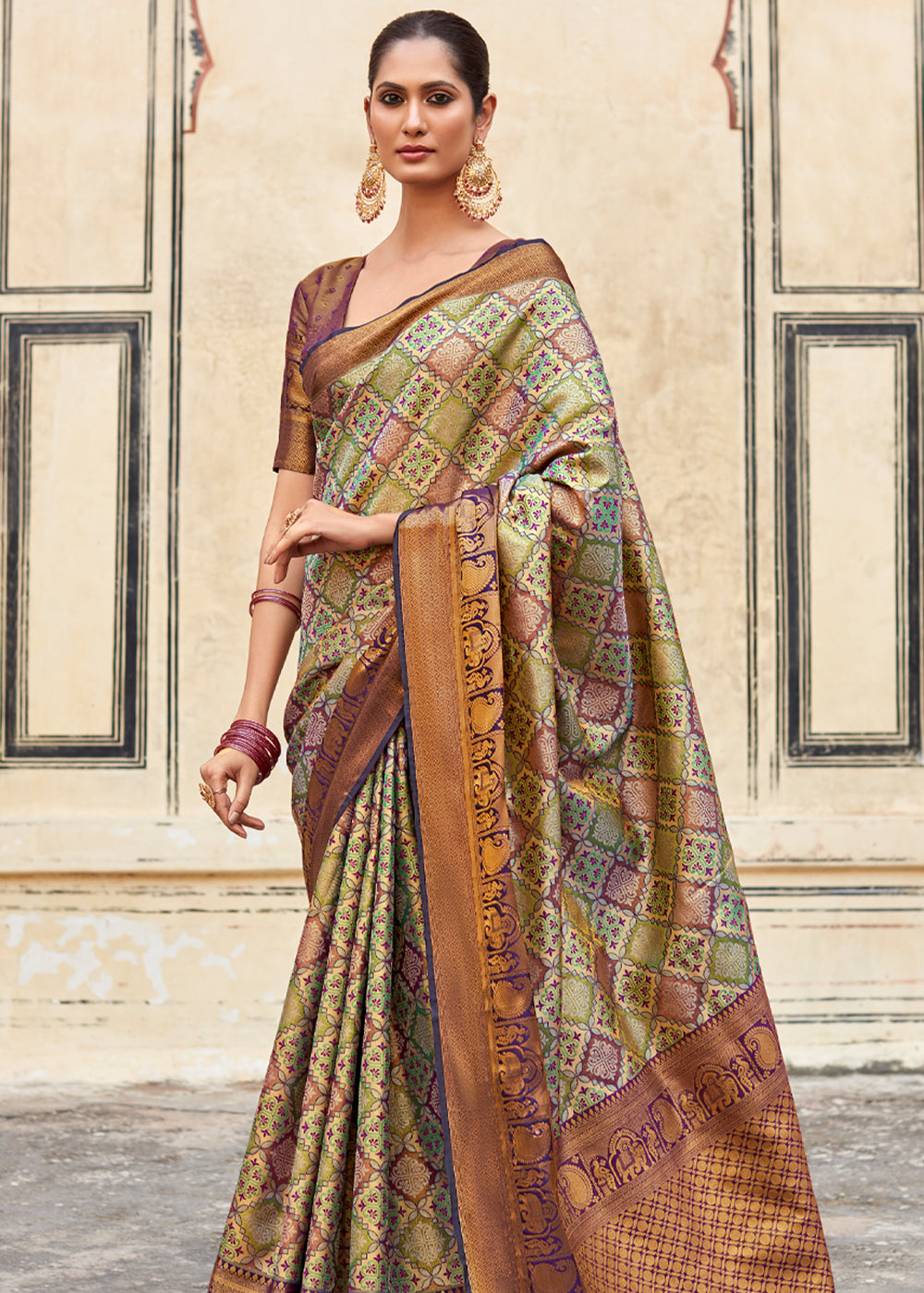 Buy MySilkLove Clay Creek Green Woven Banarasi Silk Saree Online