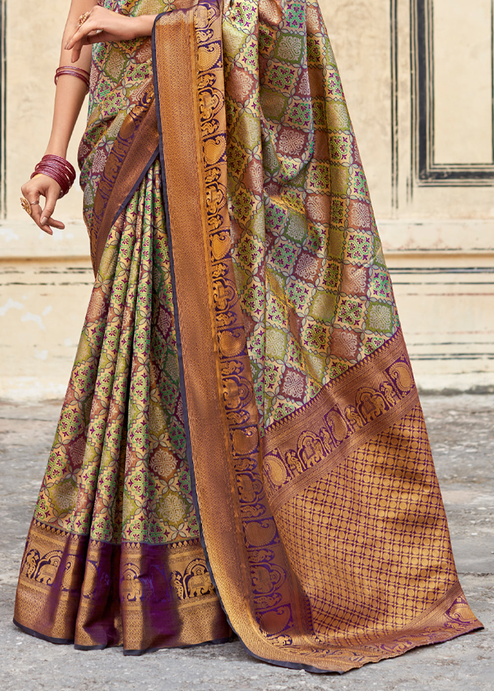 Buy MySilkLove Clay Creek Green Woven Banarasi Silk Saree Online