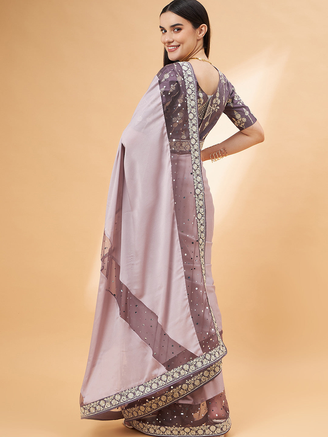 Buy MySilkLove Light Shade Purple Georgette Designer Saree Online