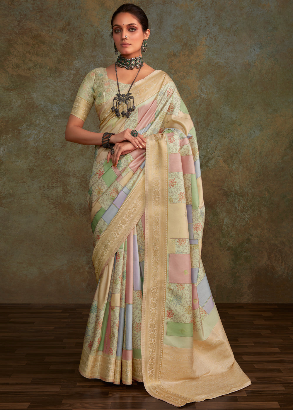 Buy MySilkLove Sorrell Brown Shade Digital Printed Soft Silk Saree Online