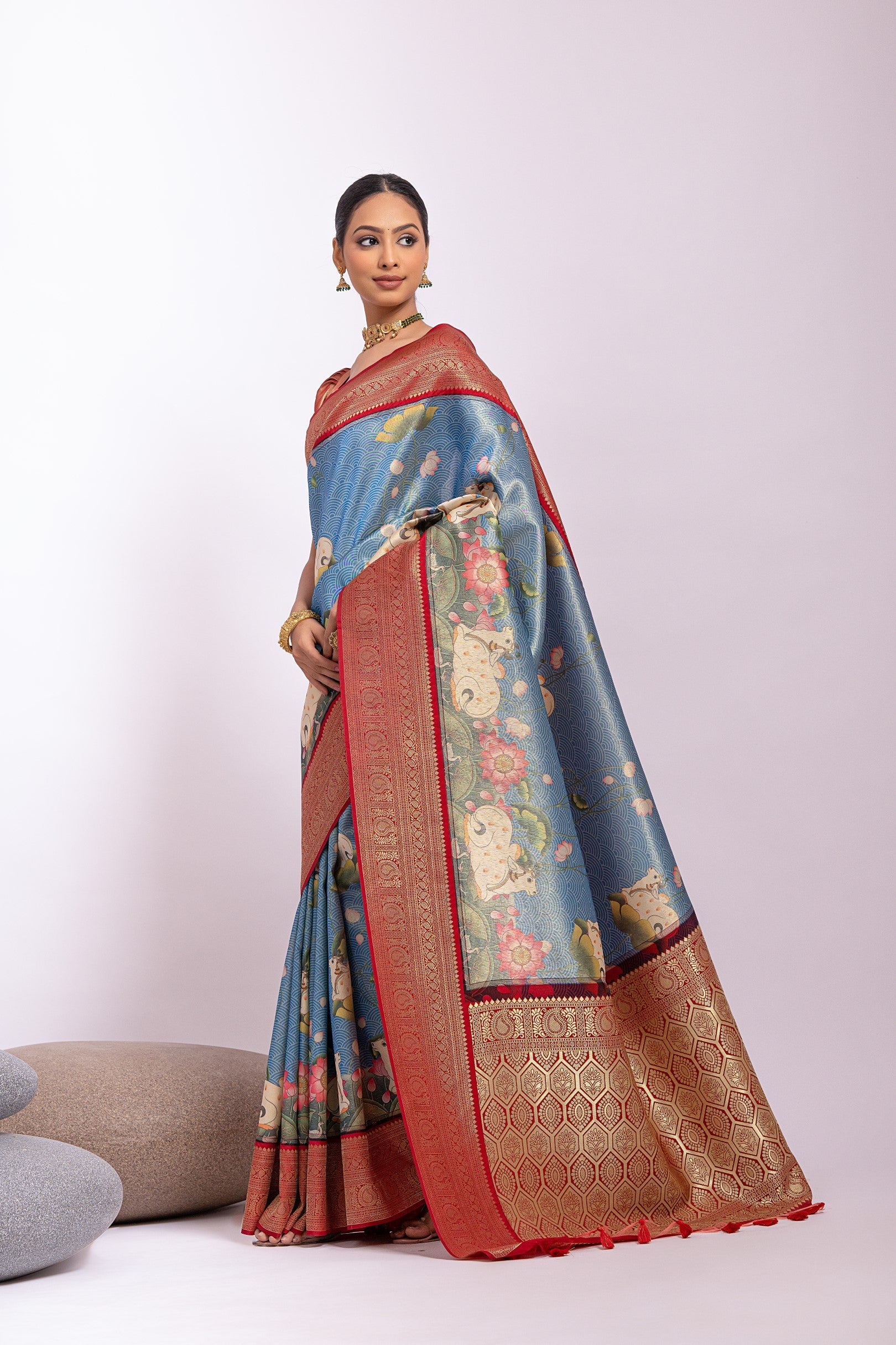 Buy MySilkLove St Tropaz Blue Woven Tissue Silk Saree Online