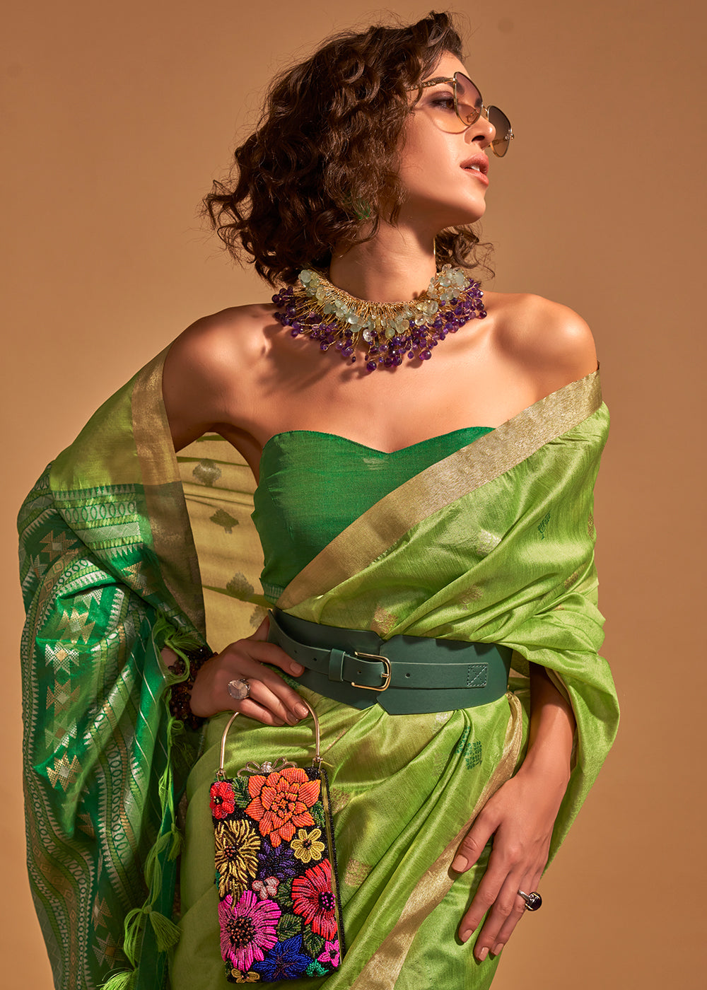 Buy MySilkLove Olivetone Green Handloom Banarasi Silk Saree Online