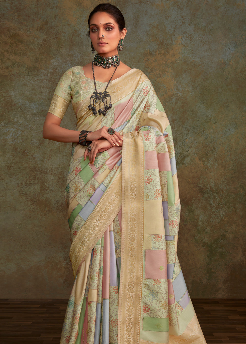 Buy MySilkLove Sorrell Brown Shade Digital Printed Soft Silk Saree Online