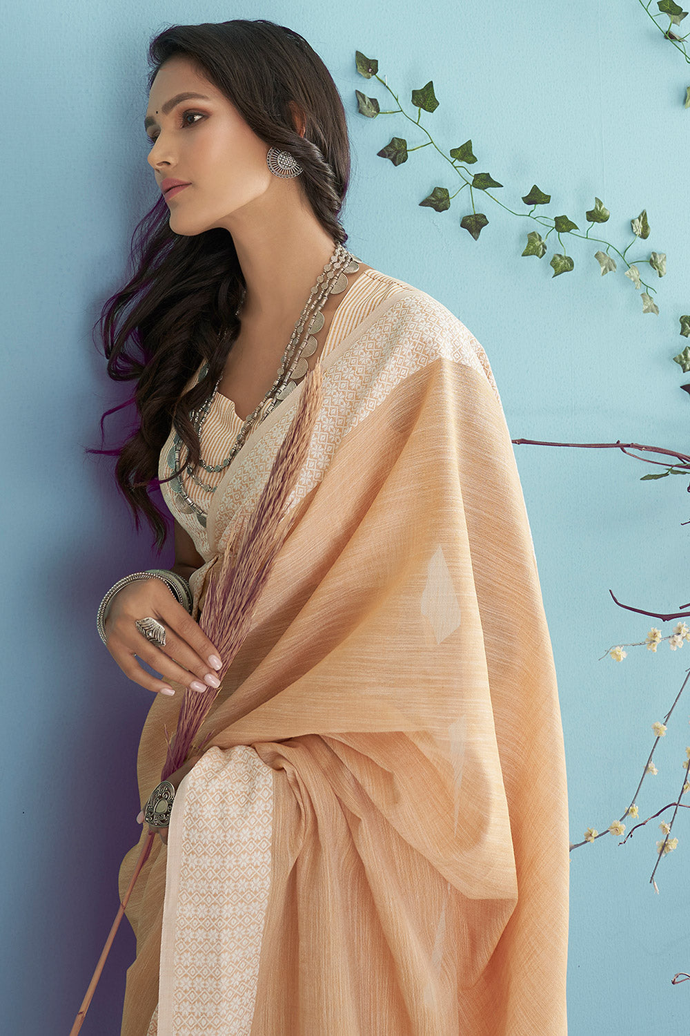 Buy MySilkLove Brandy Yellow Linen Saree Online