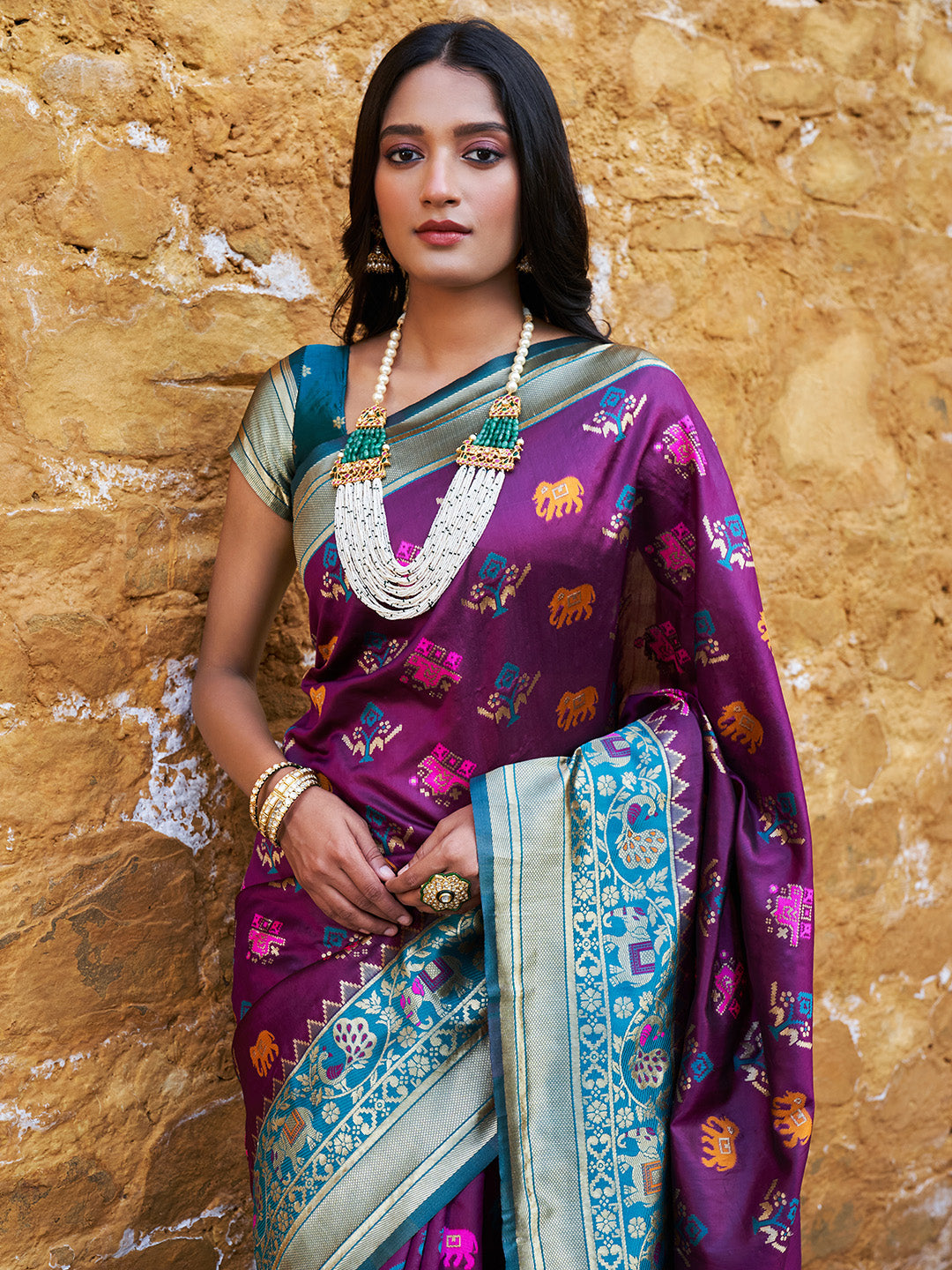 Buy MySilkLove Tawny Port Purple Woven Banarasi Silk Saree Online