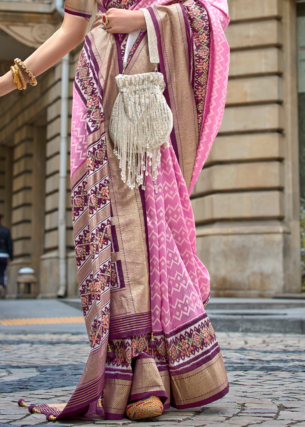 Buy MySilkLove Pastel Pink and Purple Printed Patola Silk Saree Online