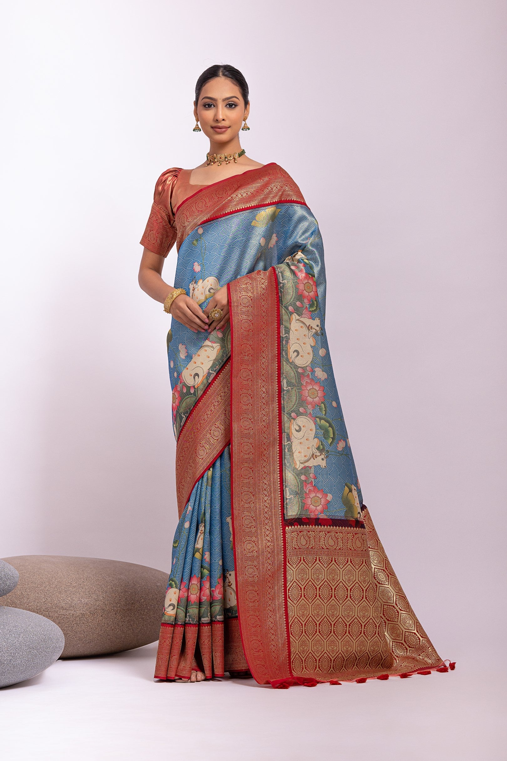 Buy MySilkLove St Tropaz Blue Woven Tissue Silk Saree Online