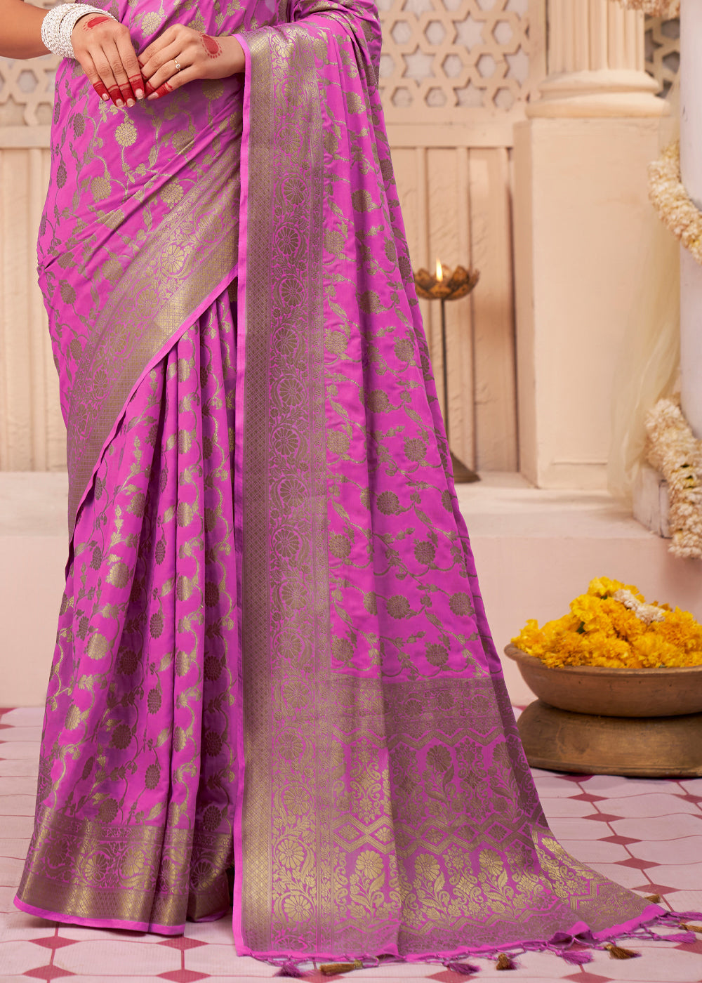 Buy MySilkLove Royal Heath Purple Woven Georgette Saree Online