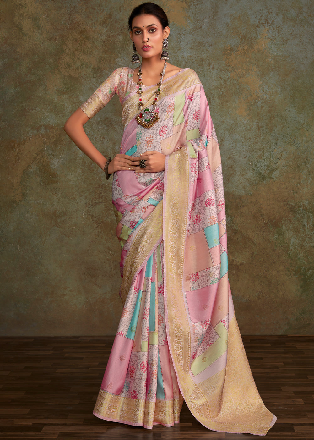 Buy MySilkLove Turkish Rose Pink Digital Printed Soft Silk Saree Online