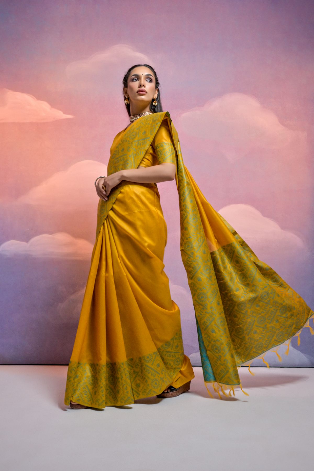 Buy MySilkLove Kumera Yellow Banarasi Raw Silk Saree Online