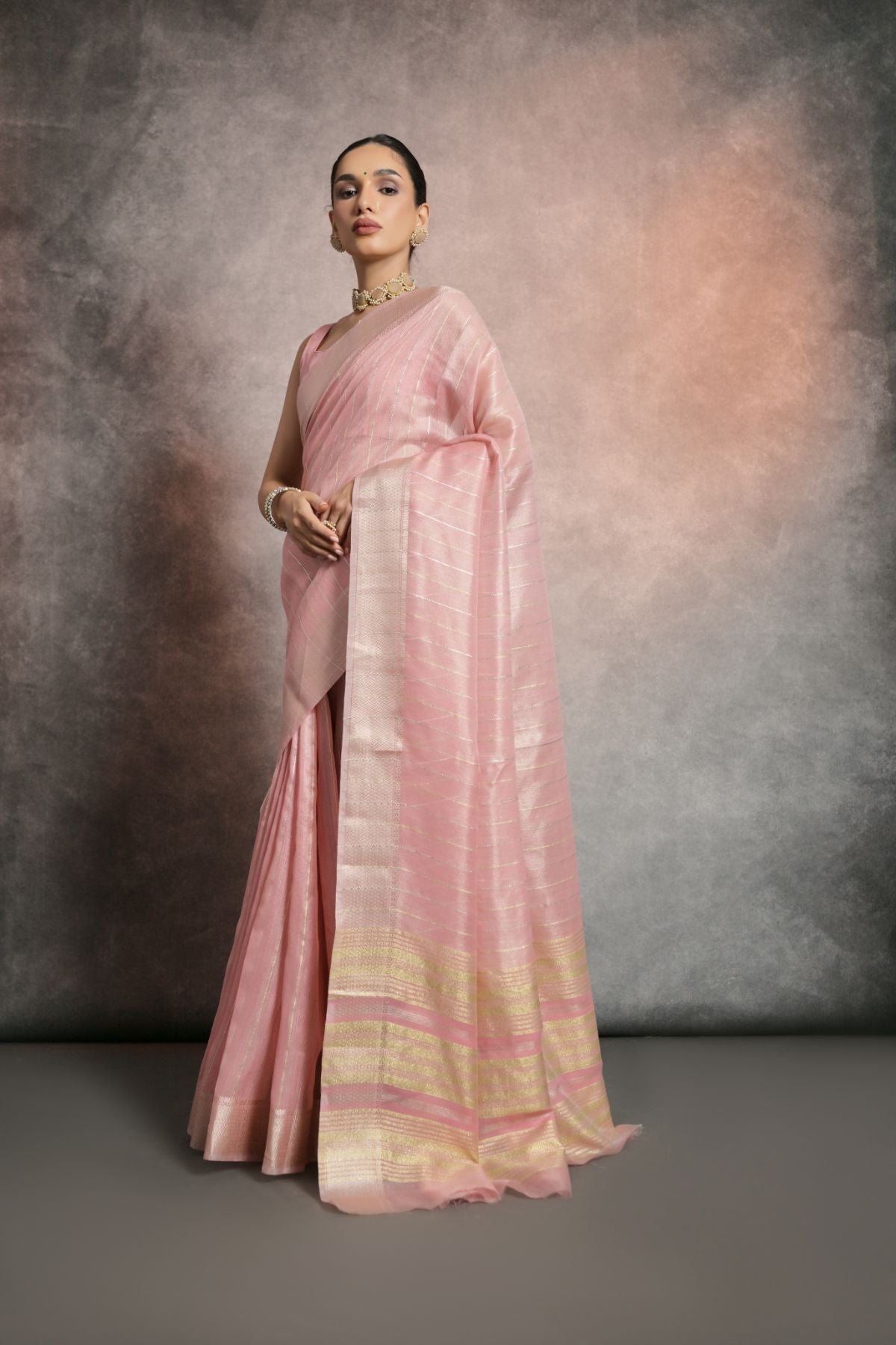 Buy MySilkLove Eunry Pink Tissue Cotton Saree Online