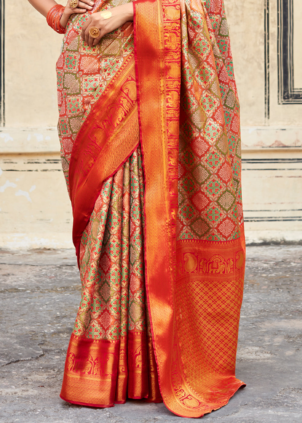 Buy MySilkLove Chardonnay Orange Woven Banarasi Silk Saree Online