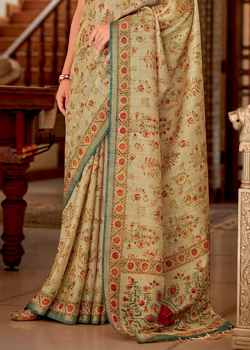Buy MySilkLove Copper Brown Banarasi Printed Silk Saree Online