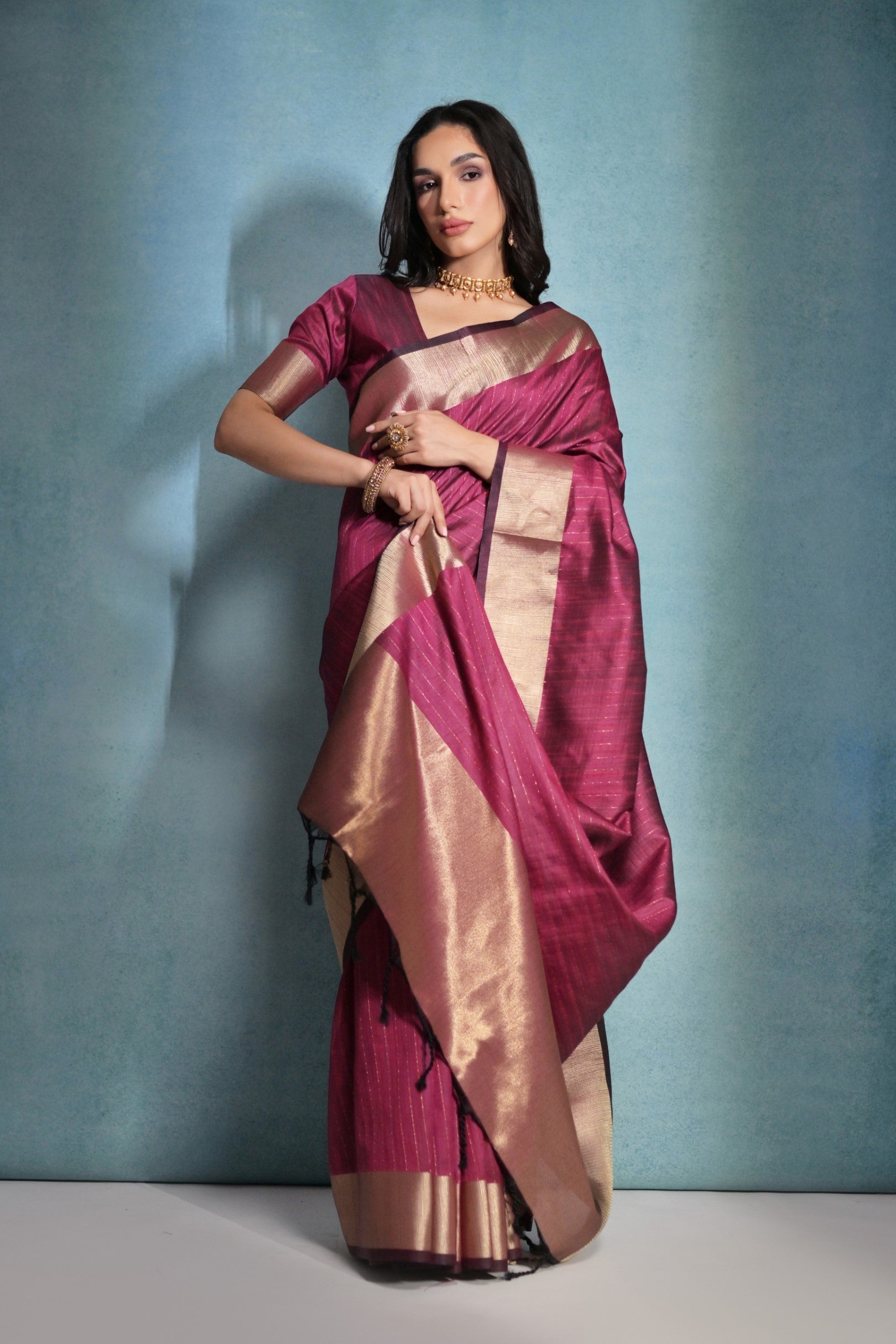 Buy MySilkLove Blush Pink Woven Raw Silk Saree Online