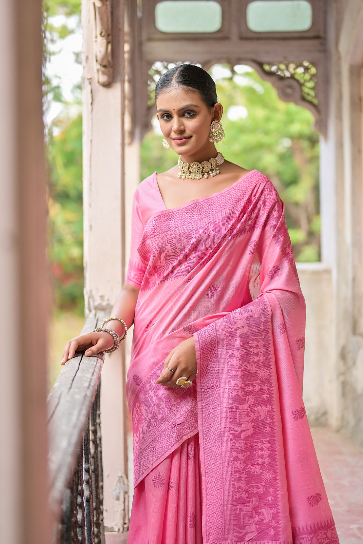 Buy MySilkLove Lavender Pink Handloom Banarasi Raw Silk Saree Online