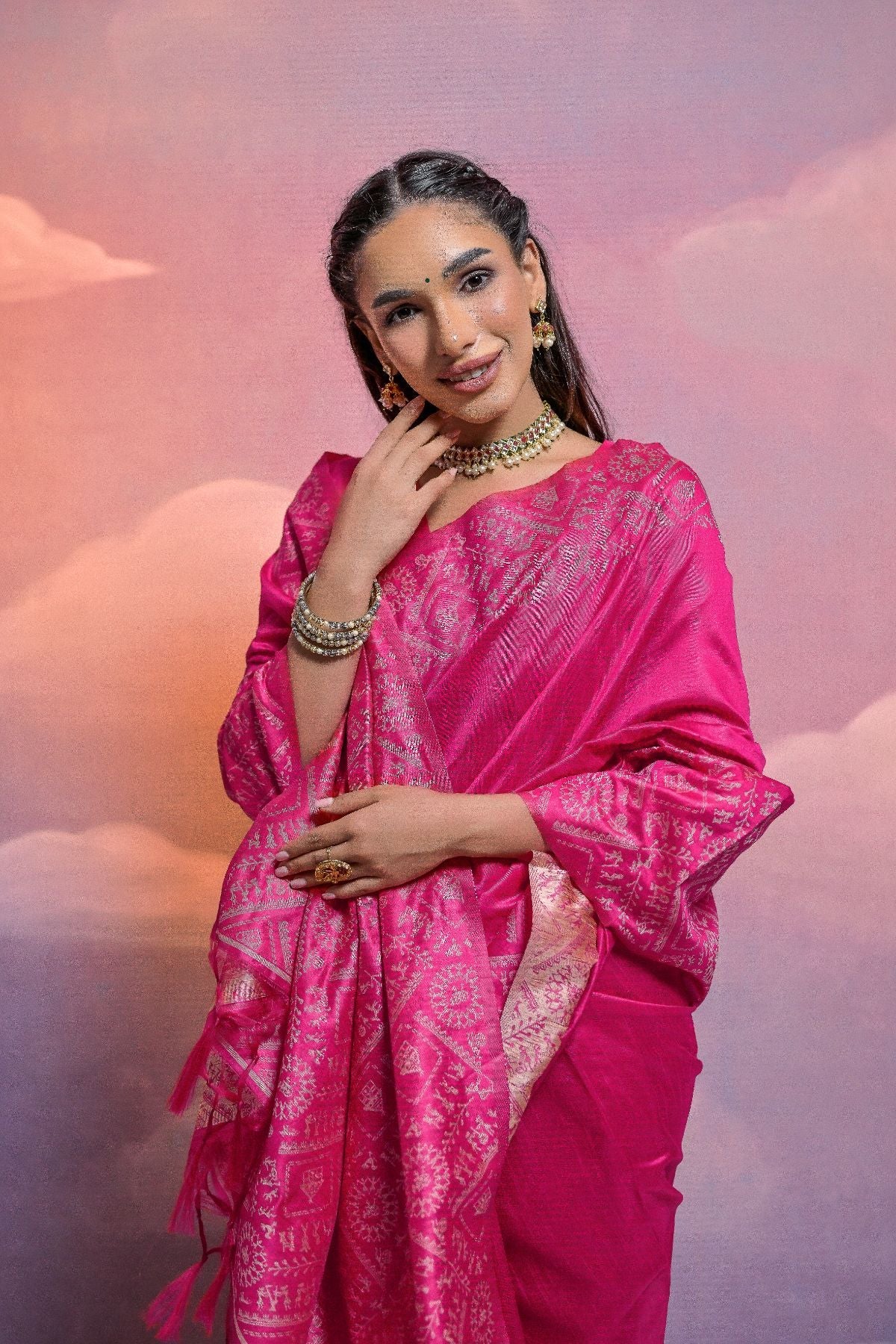 Buy MySilkLove Disco Pink Banarasi Raw Silk Saree Online