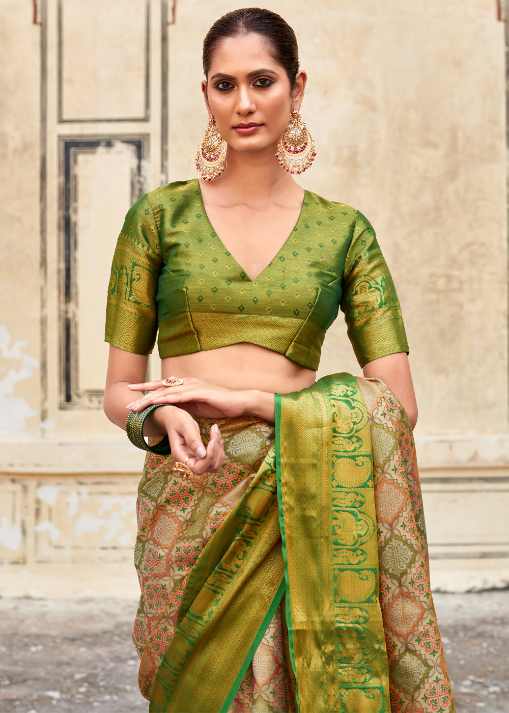 Buy MySilkLove Celery Green Woven Banarasi Silk Saree Online