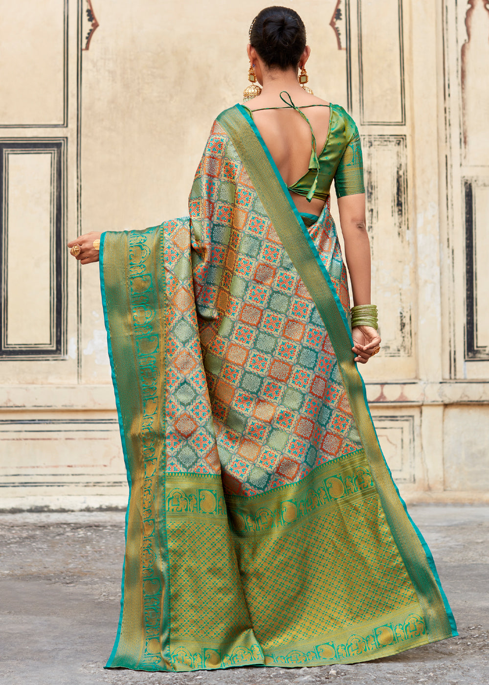 Buy MySilkLove Amulet Green and Blue Woven Banarasi Silk Saree Online