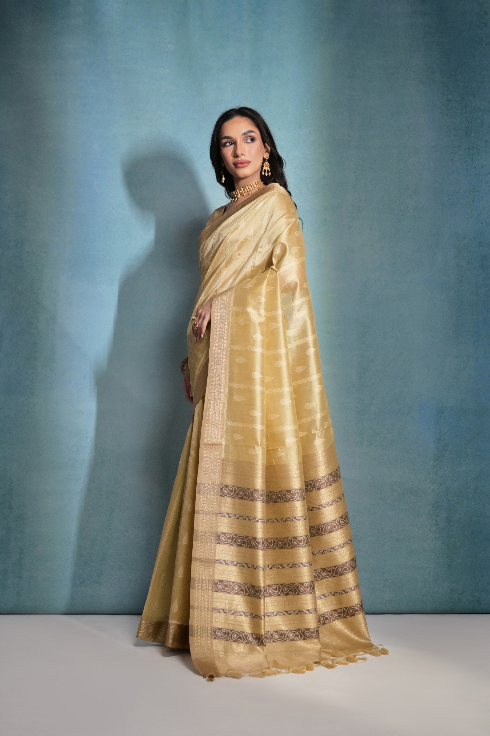 Buy MySilkLove Laser Yellow Ikkat Woven Raw Silk Saree Online