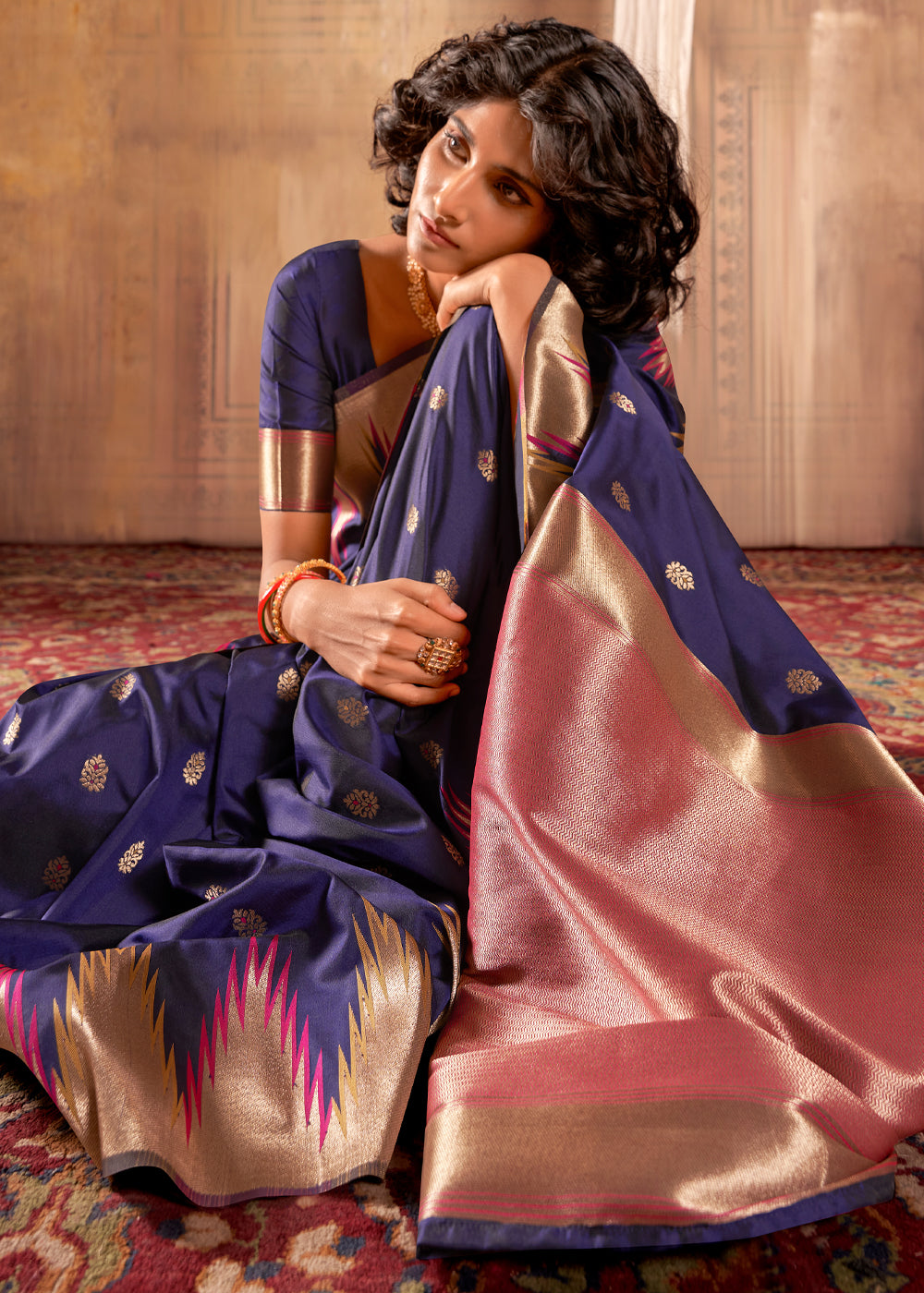 Buy MySilkLove Martinique Blue Woven Banarasi Saree Online