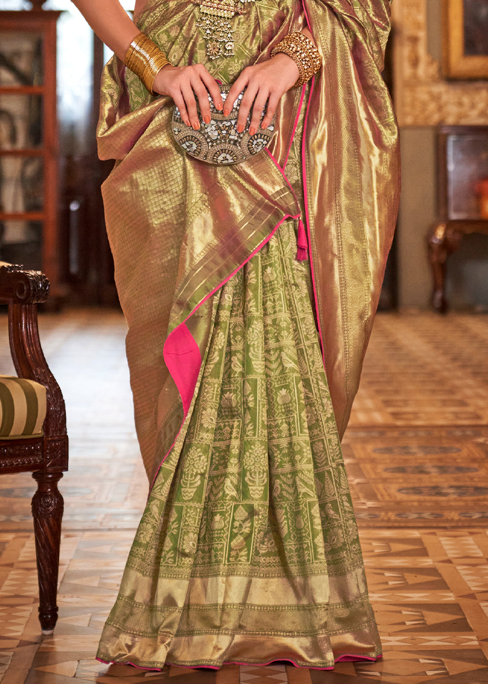 Buy MySilkLove Mehndi Green Woven Patola Silk Saree Online