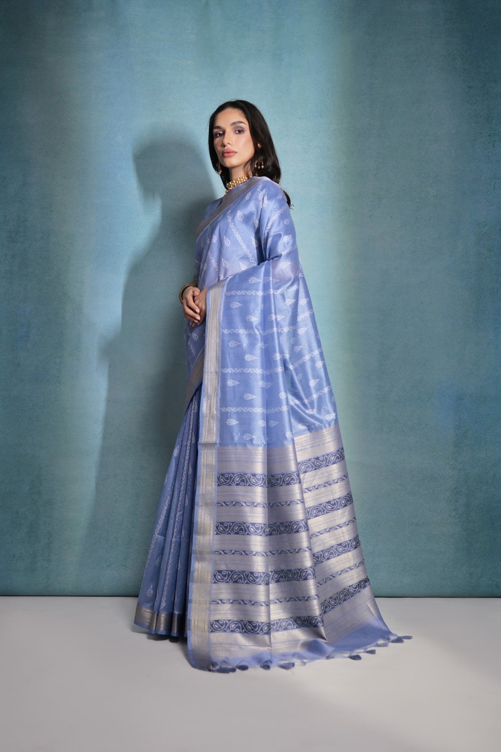 Buy MySilkLove Polo Blue Ikkat Woven Raw Silk Saree Online