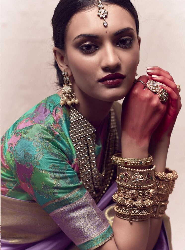 MySilkLove Yardley Lavender Designer Banarasi Handloom Silk Saree