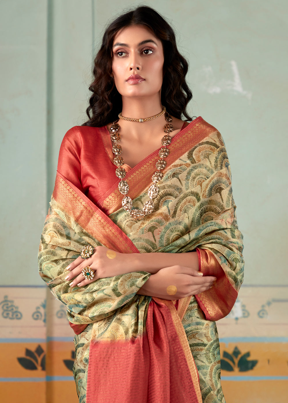 MySilkLove Hillary Green Banarasi Tissue Silk Saree