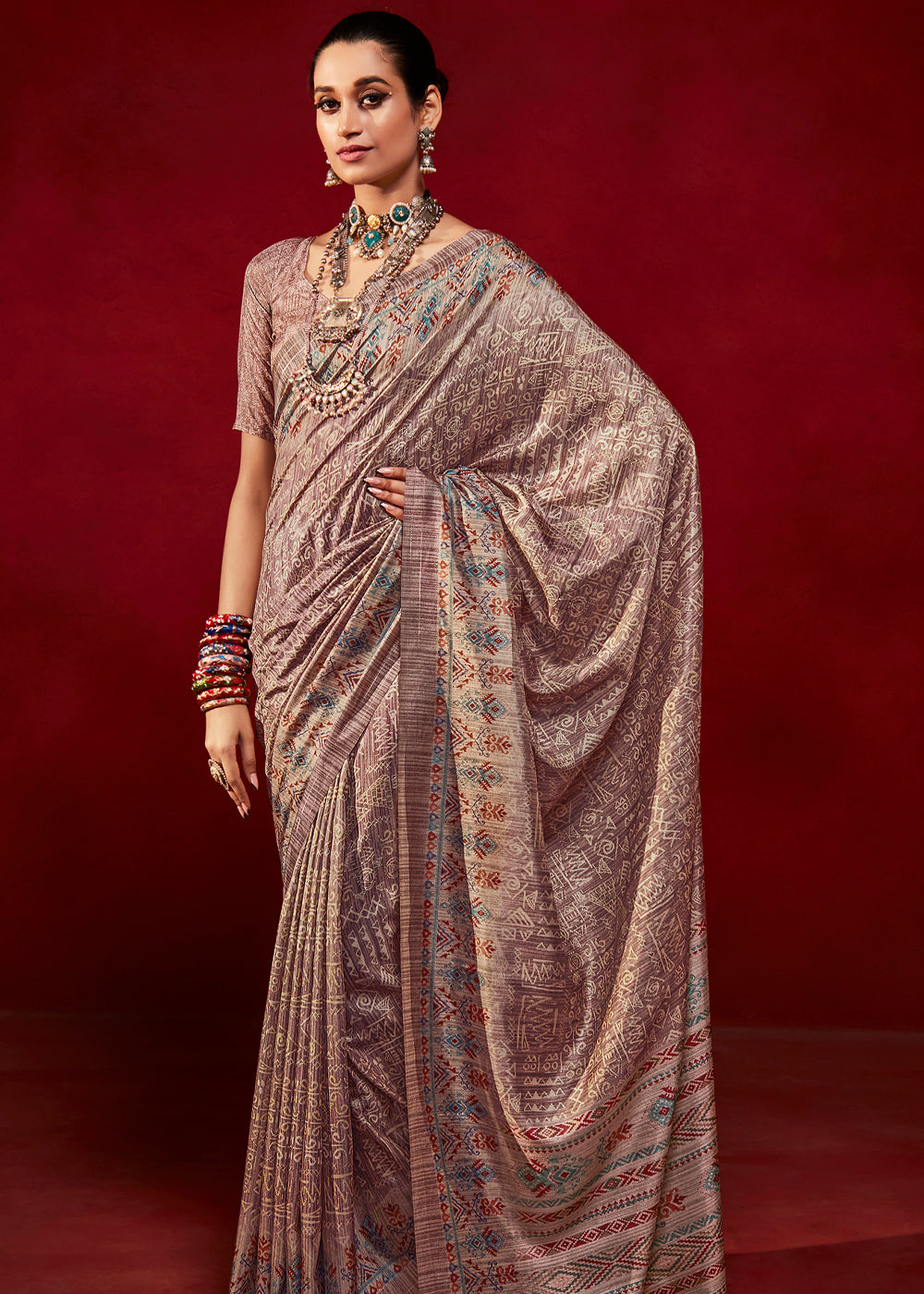 Buy MySilkLove Spicy Mix Maroon Woven Tussar Silk Saree Online