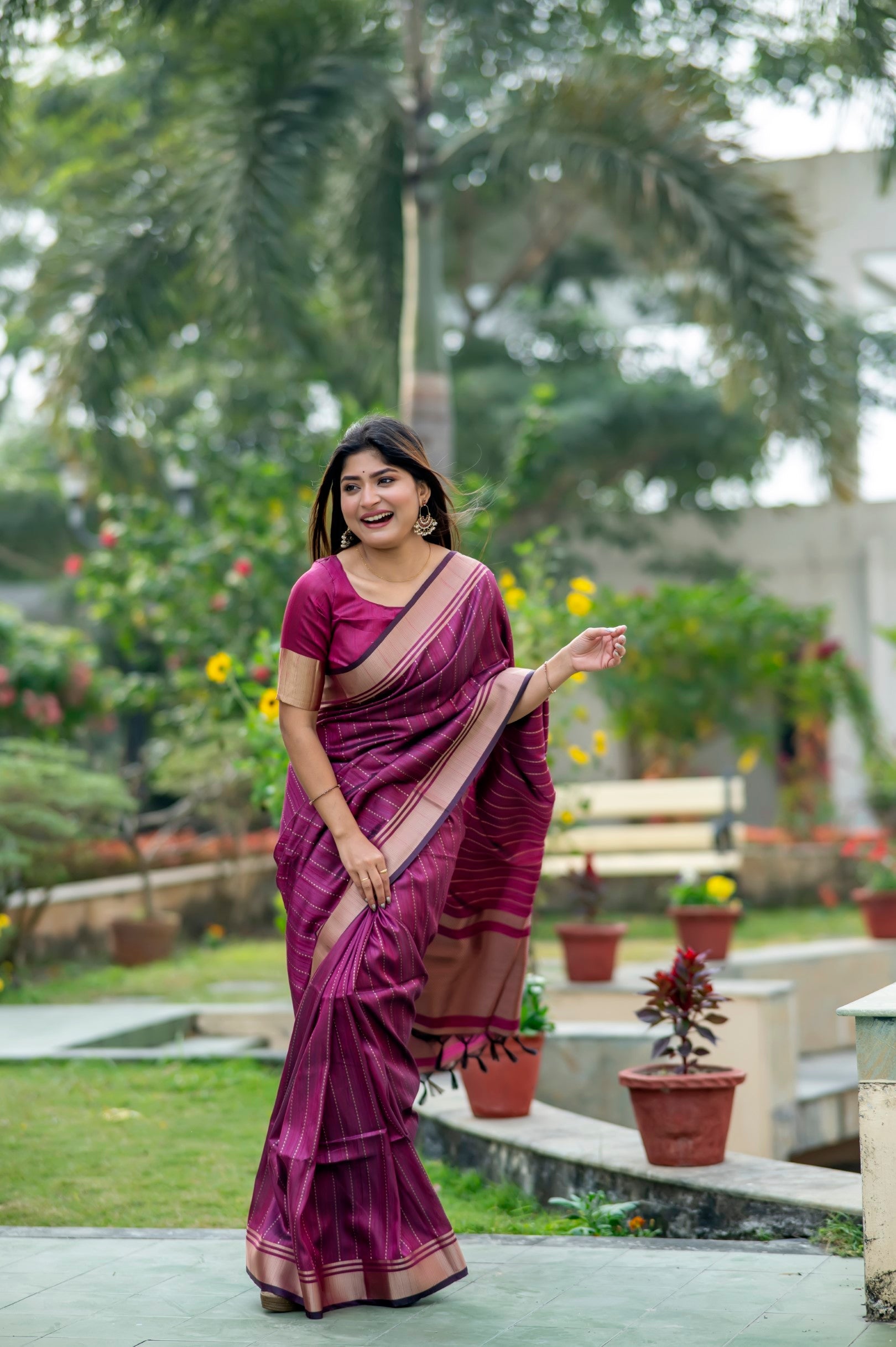 Buy MySilkLove Rouge Purple Woven Raw Silk Saree Online